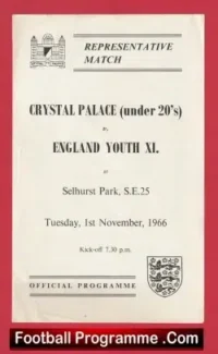 Crystal Palace v England Youth 1966 – Brooking + Royle