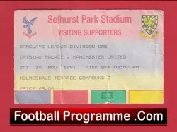 Crystal Palace v Manchester United 1991 – Match Ticket
