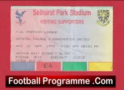 Crystal Palace v Manchester United 1993 – Ticket – Champions