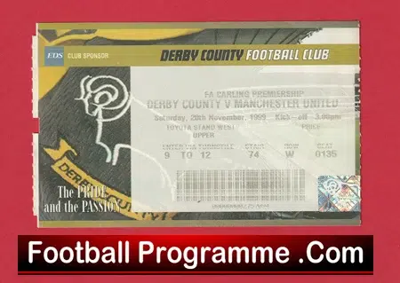 Derby County v Manchester United 1999 - Football Ticket - Image 2