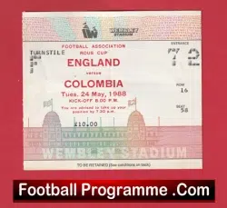 England v Columbia 1988 – Football Ticket