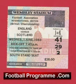 England v Scotland 1983 – Football Ticket