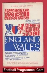England v Wales 1964 – Schoolboys Game Chesterfield
