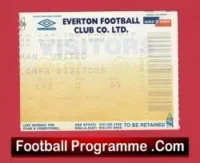 Everton v Manchester United 1999 – Match Day Ticket