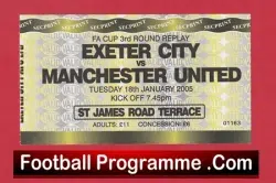 Exeter City v Manchester United 2005 – Match Ticket