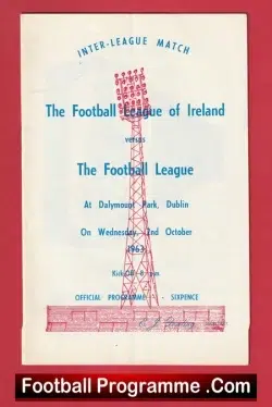Football League Of Ireland v English Football League 1963 - Dublin - football programme