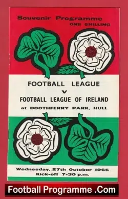Football League v Ireland Football League 1965 - at Hull - football programme