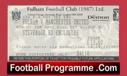 Fulham v Manchester United 2001 - Football Ticket - football memorabilia