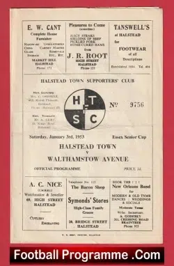 Halstead Town v Walthamstow Avenue 1953 - 1950s - football programme