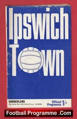 Ipswich Town v Sunderland 1970 - football programme