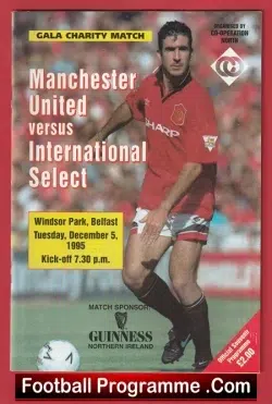 Ireland National League v Manchester United 1995 - in Belfast Ireland - football programme