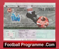 Leicester City v Middlesbrough 1997 – Ticket League Cup Final Wembley Misprint