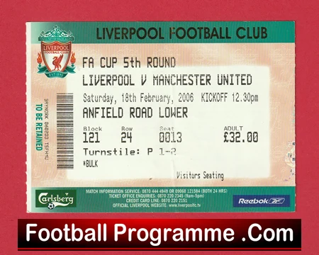Liverpool v Manchester United 2006 - Football Ticket - Image 2