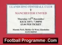 Llandudno v Manchester United 2002 – Football Ticket