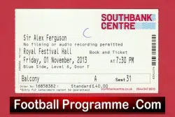 Manchester United Sir Alex Ferguson Royal Festival Hall London Ticket 2013