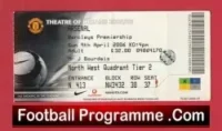 Manchester United v Arsenal 2006 – Match Ticke