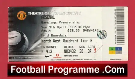 Manchester United v Arsenal 2006 - Match Ticket - Image 2