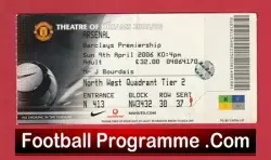 Manchester United v Arsenal 2006 - Match Ticke - football memorabilia