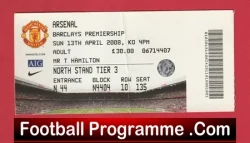 Manchester United v Arsenal 2008 - Match Ticket - football memorabilia