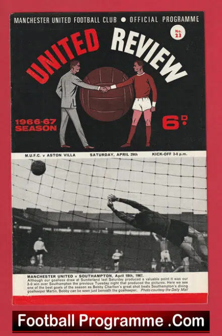 Manchester United v Aston Villa 1967 – Football Programme