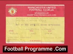 Manchester United v Aston Villa 1990 – Football Ticket