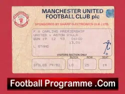 Manchester United v Aston Villa 1993 – Match Ticket