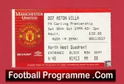 Manchester United v Aston Villa 1999 – Match Ticket