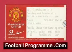 Manchester United v Birmingham City 2002 – Football Ticket