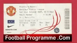 Manchester United v Blackburn Rovers 2009 – Match Ticket Man Utd