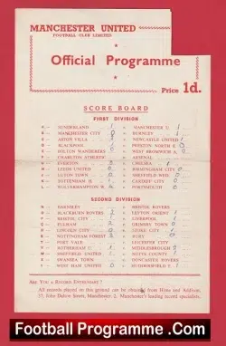Manchester United v Blackpool 1956 - Reserves Busby Babes Bobby Charlton - football programme