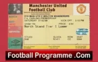 Manchester United v Bolton Wanderers 1998 – Match Ticket