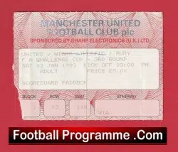 Manchester United v Bury 1993 – FA Cup Ticket Old Trafford