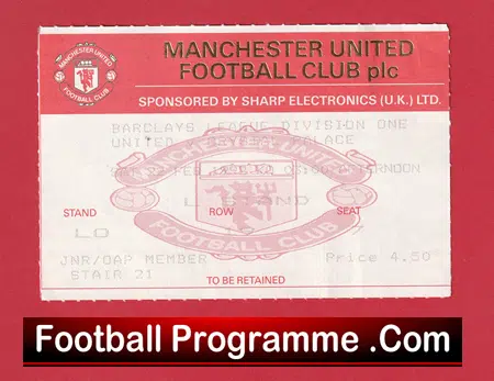 Manchester United v Crystal Palace 1990 - Football Ticket - Image 2