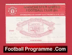 Manchester United v Crystal Palace 1990 – Football Ticket