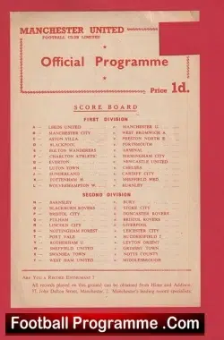 Manchester United v Derby County 1957 - Reserves Match Geoff Bent - football programme