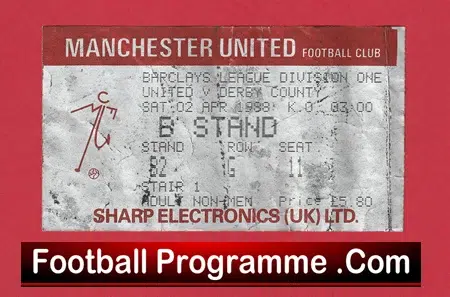 Manchester United v Derby County 1988 - Match Ticket - Image 2