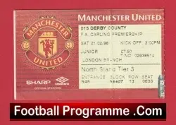 Manchester United v Derby County 1998 - Football Ticket - football memorabilia