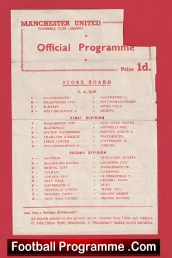 Manchester United v Everton 1957 – Reserves Man Utd Busby Babes
