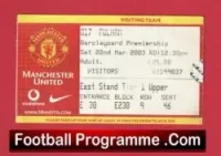 Manchester United v Fulham 2003 – Football Ticket