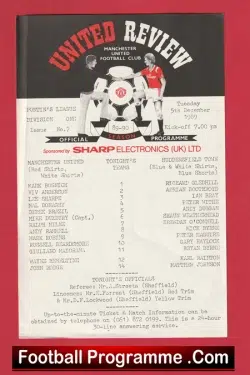 Manchester United v Huddersfield Town 1989 - Reserves Lee Sharpe - football programme