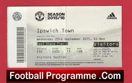 Manchester United v Ipswich Town 2015 - Football Ticket - Image 2