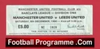 Manchester United v Leeds United 1990 – Match Ticket
