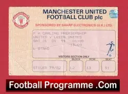 Manchester United v Leeds United 1994 – Match Ticket