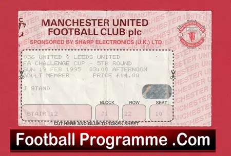Manchester United v Leeds United 1995 - FA Cup Match Ticket - Image 2