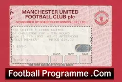 Manchester United v Leeds United 1995 – FA Cup Match Ticket