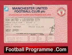 Manchester United v Leicester City 1993 – League Cup Ticket
