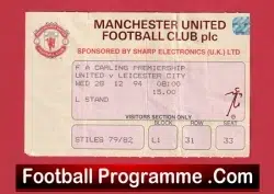 Manchester United v Leicester City 1994 - Football Ticket - football memorabilia