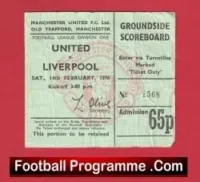 Manchester United v Liverpool 1976 – Man Utd Football Ticket
