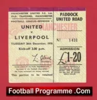 Manchester United v Liverpool 1978 – Match Ticket 1970’s