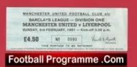 Manchester United v Liverpool 1991 – Football Ticket